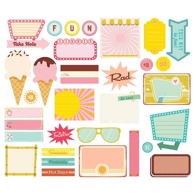 Simple Stories - Retro Summer Collection - Journaling Bits & Pieces