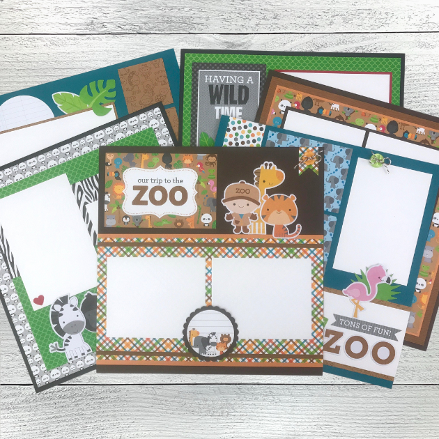 12x12 Zoo Scrapbook Layout Pages by Artsy Albums