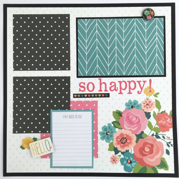 12x12 Amazing Day Scrapbook Layout with flowers, dots, & lots of pretty colors