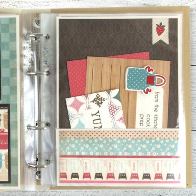 Favorite Family Recipes Scrapbook Album page with a pocket and recipe cards