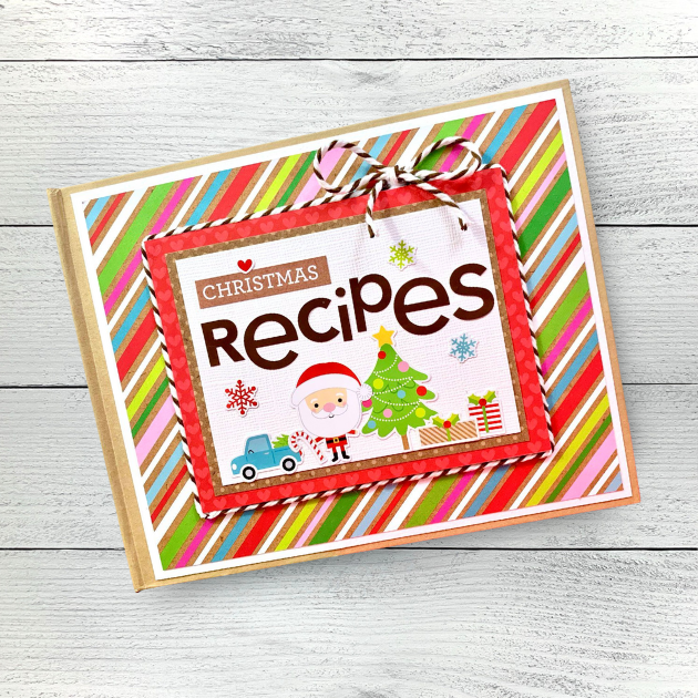 Christmas Recipe Scrapbook Album with bright colors and holiday images