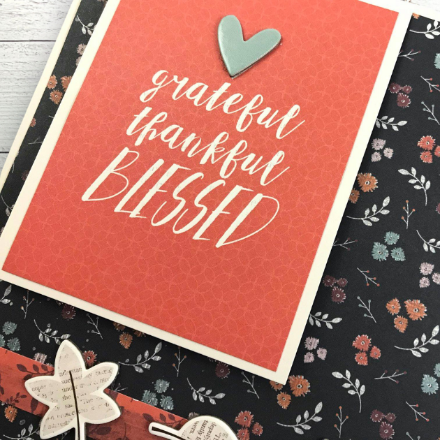 Forever Fall Memories Scrapbook Album Page with a folding card, a heart, leaves, and flowers