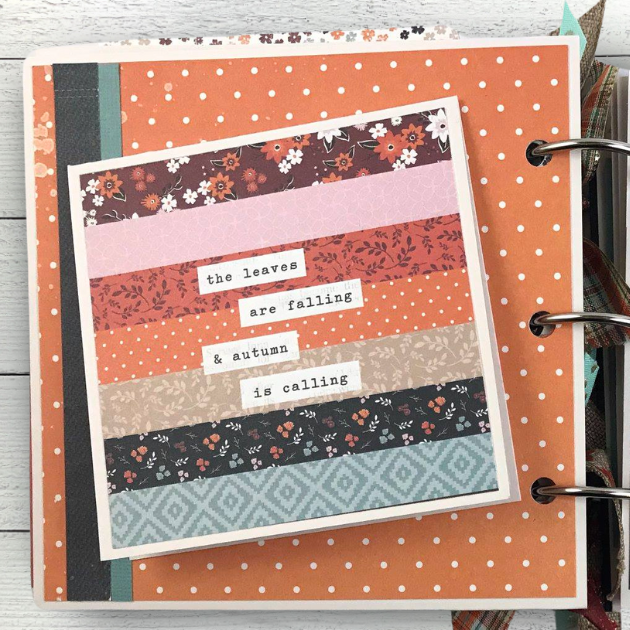 Forever Fall Memories Scrapbook Album Page with a flip-up card, polka dots, and flowers