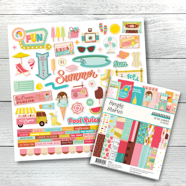 Simple Stories Retro Summer 6x8 Paper Pad & 12x12 Sticker Sheet