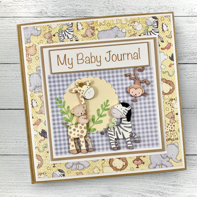 Safari Baby Journal Scrapbook Album for photos and memorabilia of a new baby