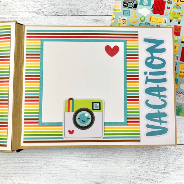 Vacation Memories Scrapbook Album made with the Doodlebug Design I Heart Travel Collection