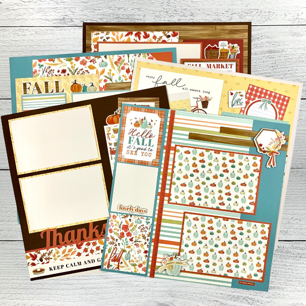 12x12 Fall Memories 6-Page Scrapbook Layouts