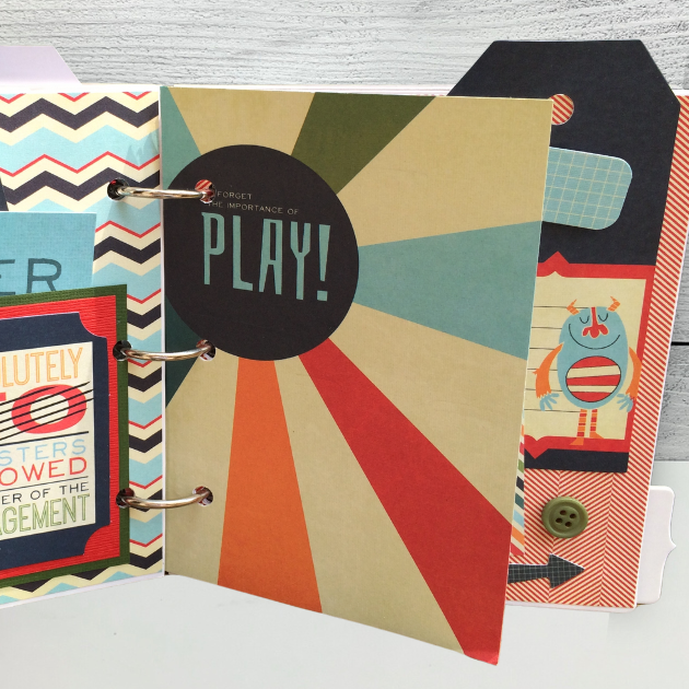 Awesome Kid Boy Scrapbook Album Page with bright colors and a goofy monster