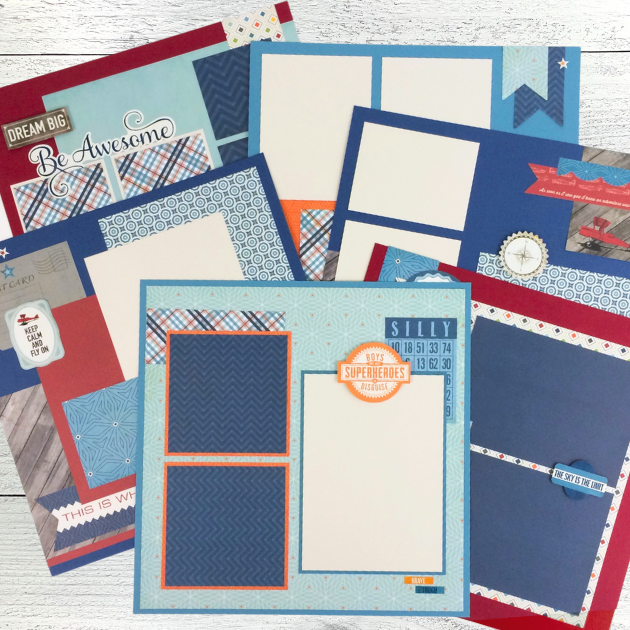 12x12 Be Awesome Scrapbook Layouts for boys, brothers, fathers