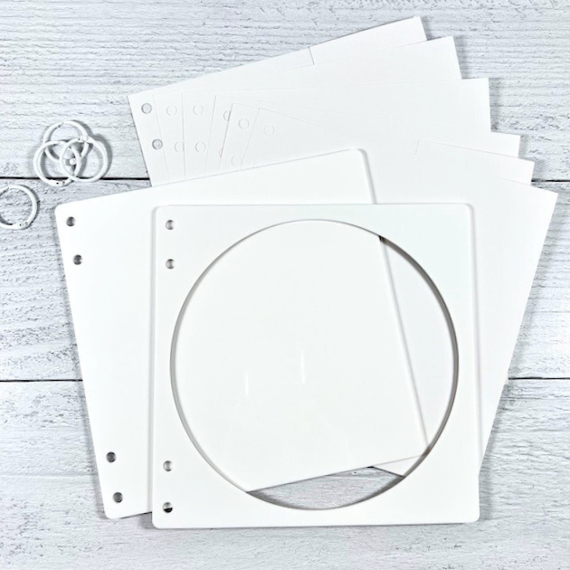 Acrylic white scrapbook album with circle window 