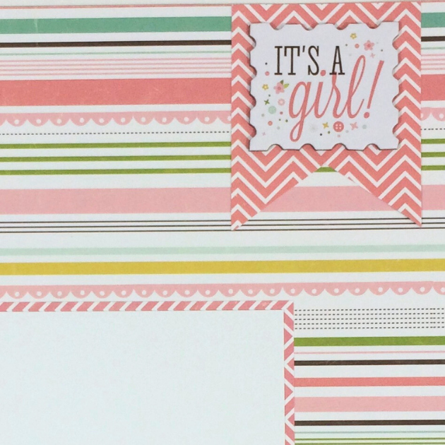 12x12 Sweet Baby Girl Scrapbook Page Layout with cute and colorful stripes