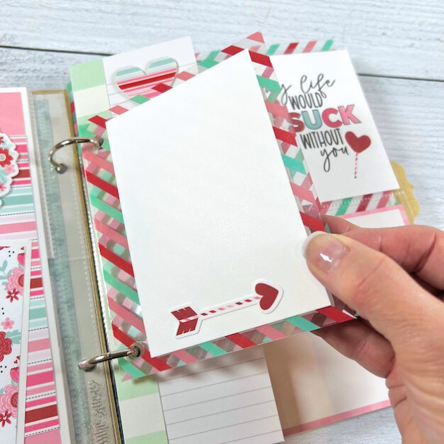 Love is All You Need Scrapbook Album Page with an acetate folding card with room for 4 photos