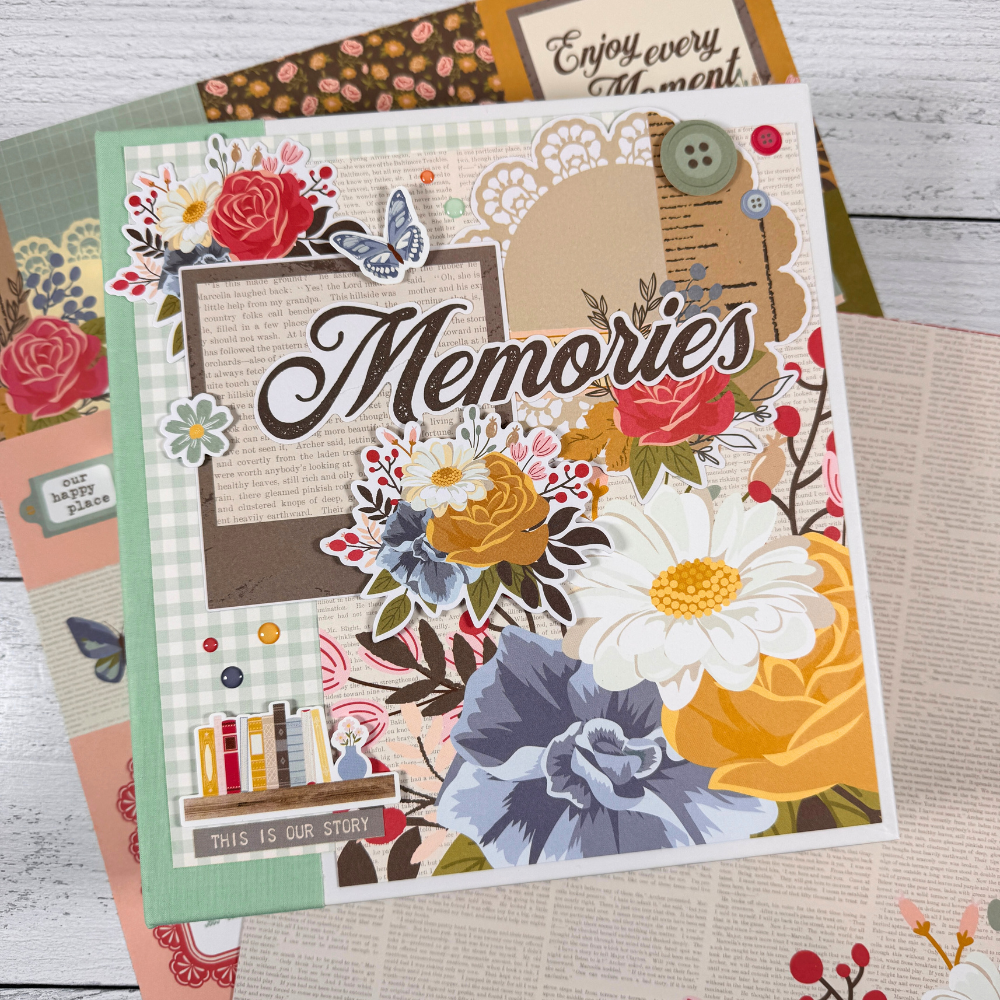 Memories Scrapbook Mini Album with flowers and butterflies