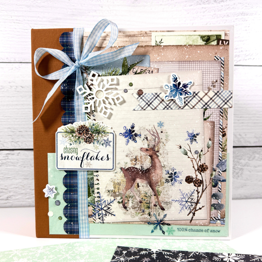 Chasing Snowflakes Winter Scrapbook Album made with the Simple Stories Fresh Snow Collection