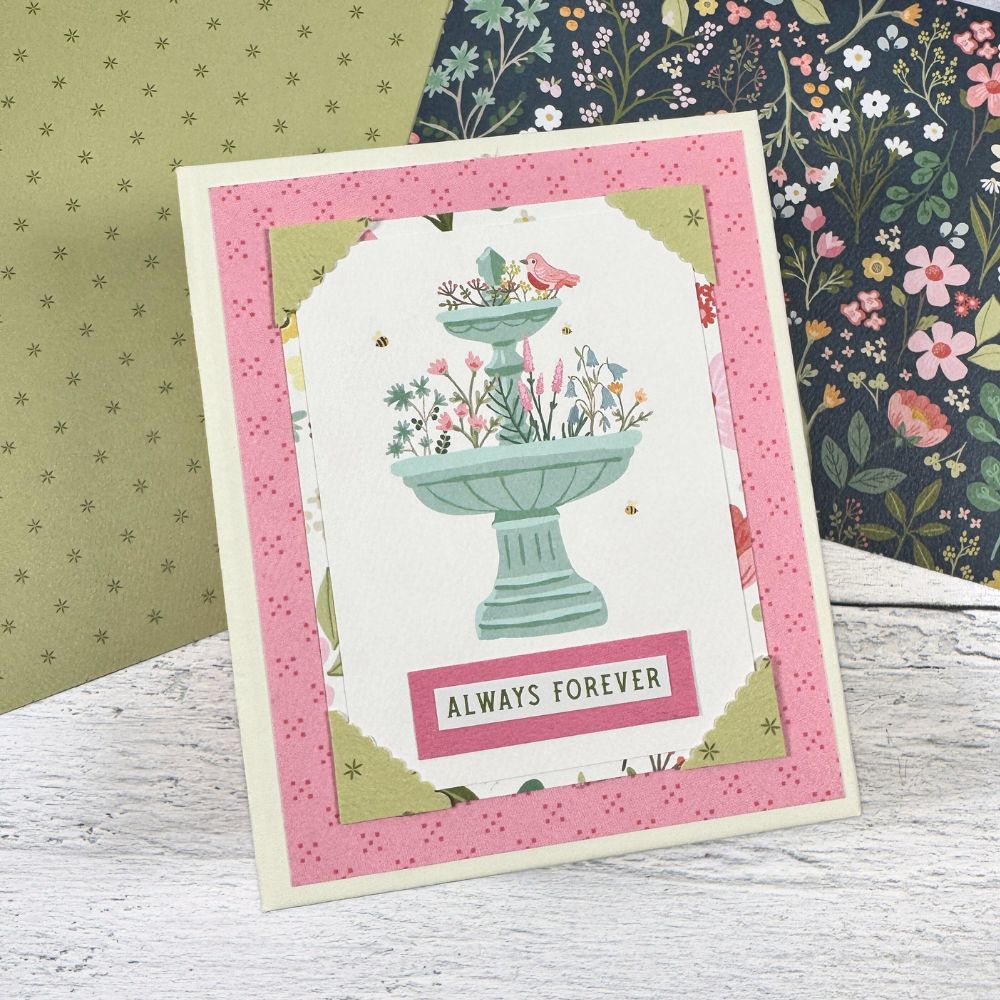 Always Forever Scrapbook Mini Album with pretty flowers, butterflies, and birds