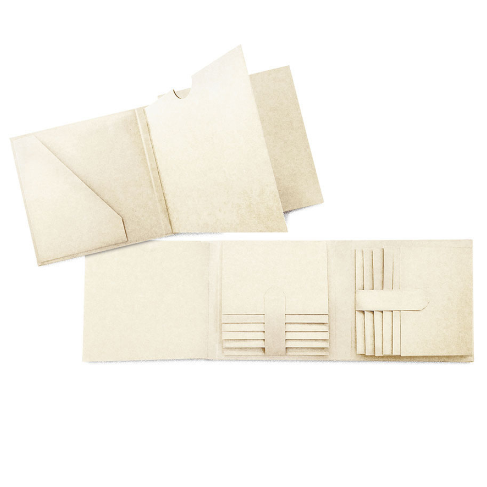 Graphic 45 Trifold Waterfall Folio Album - Ivory - Staples Embellishments Collection