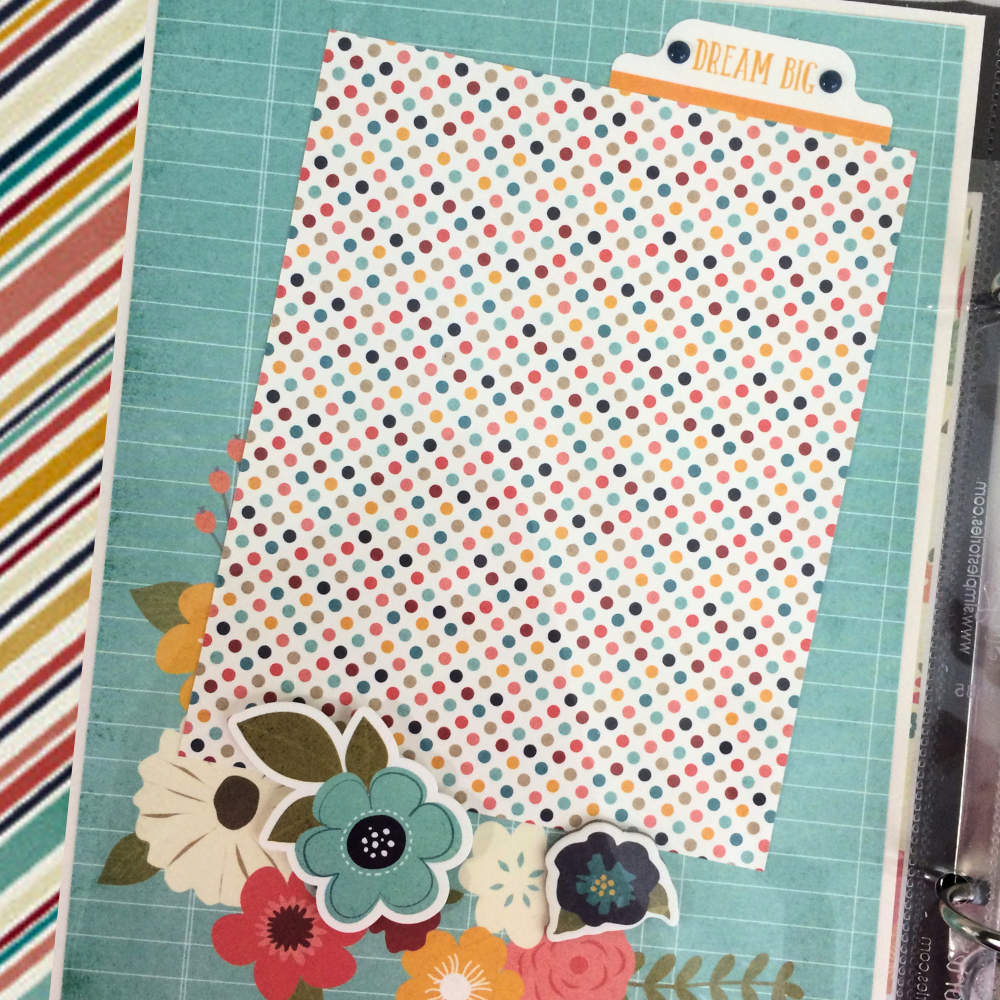 Family Good Times Scrapbook Album Page with pretty flowers and colorful polka dots