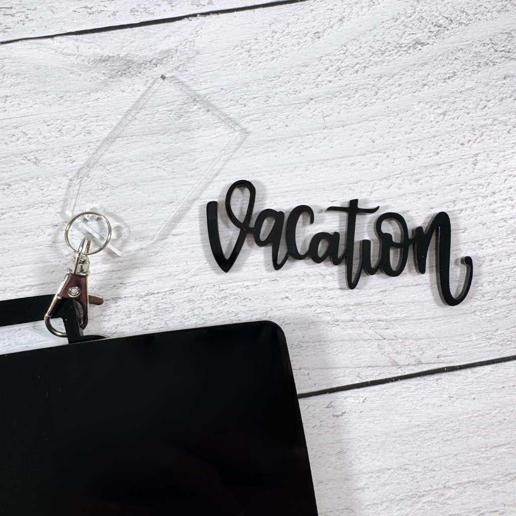 Acrylic Suitcase Shaped Scrapbook Mini Album with a vacation title, clear luggage tag charm, and card stock pages