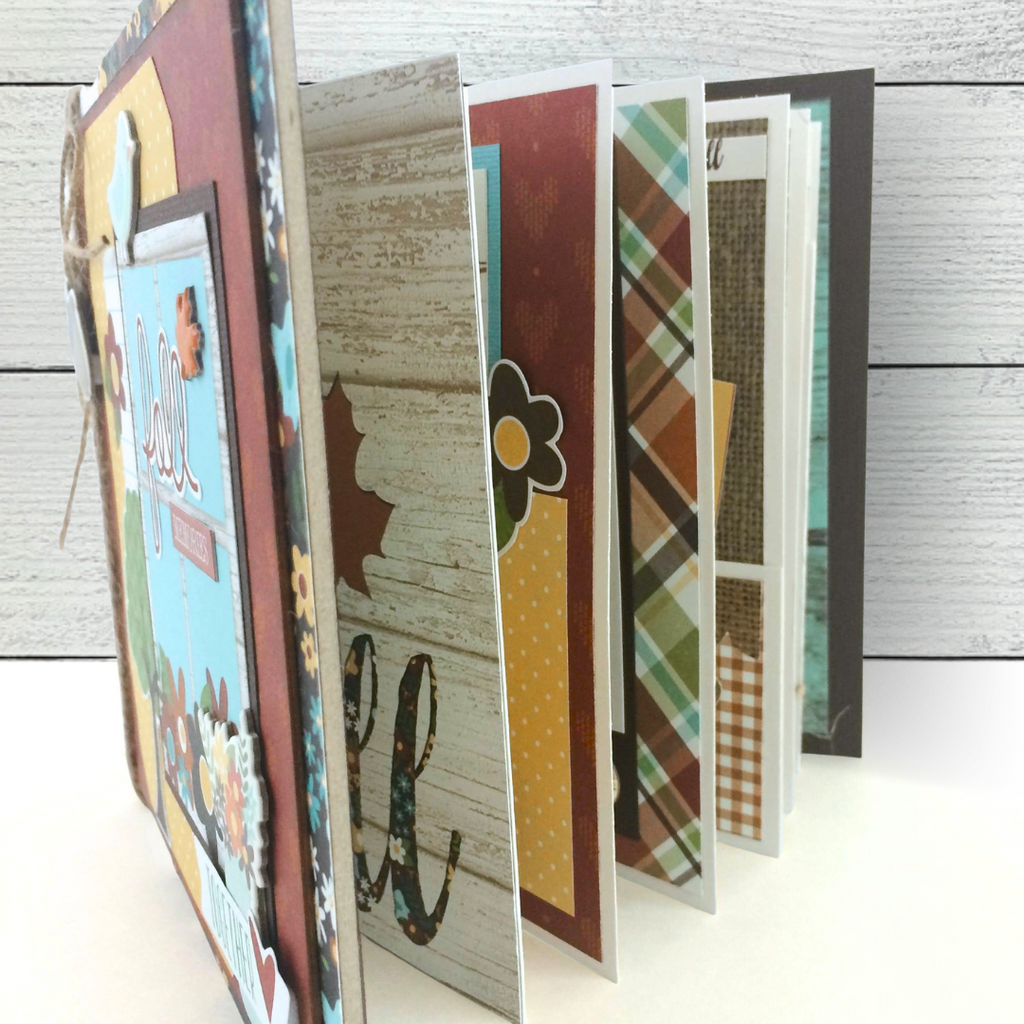 Fall Memories Scrapbook Mini Album with autumn colors and pattern papers