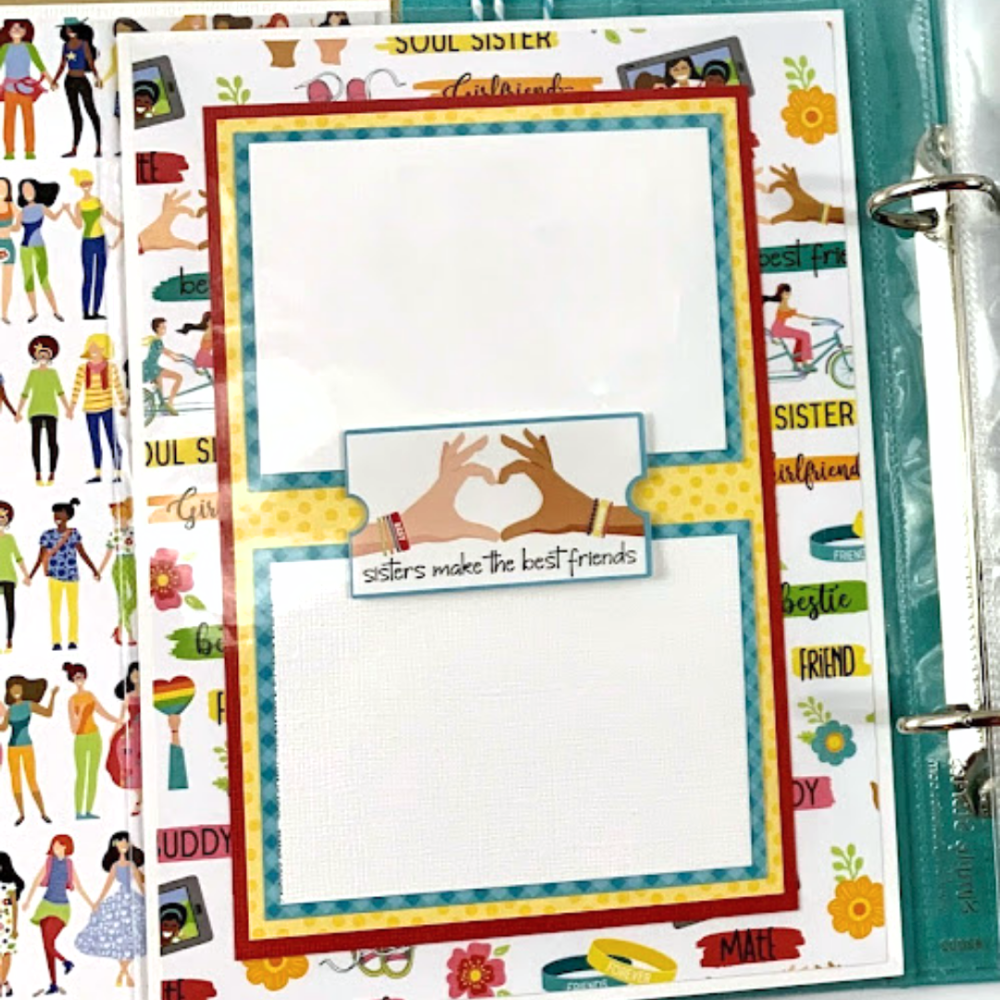 Best Friends Scrapbook Album page with two photo mats, and lots of cute girls and women