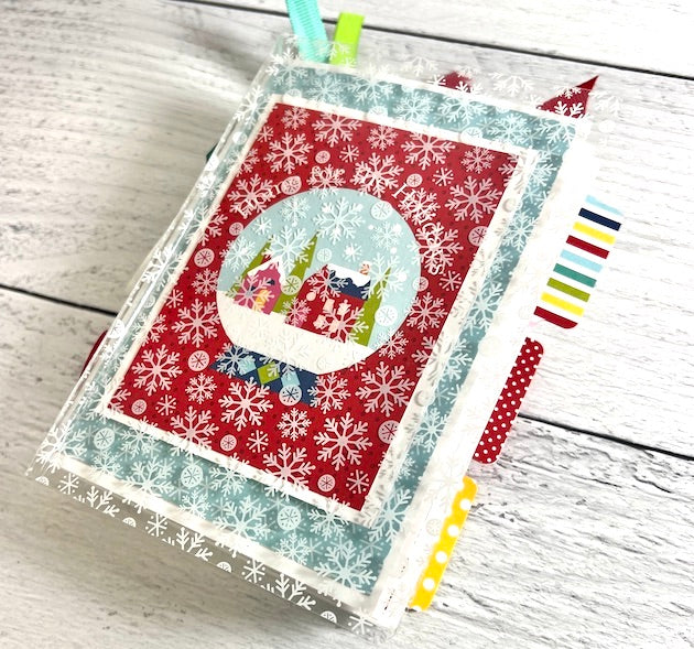 Christmas Mini Scrapbook Album with snowflakes and snowglobe