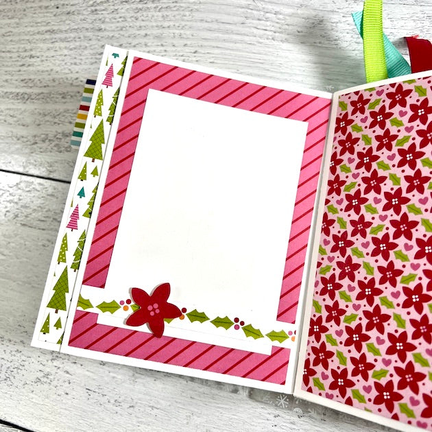 Christmas Scrapbook Album Page with poisettias