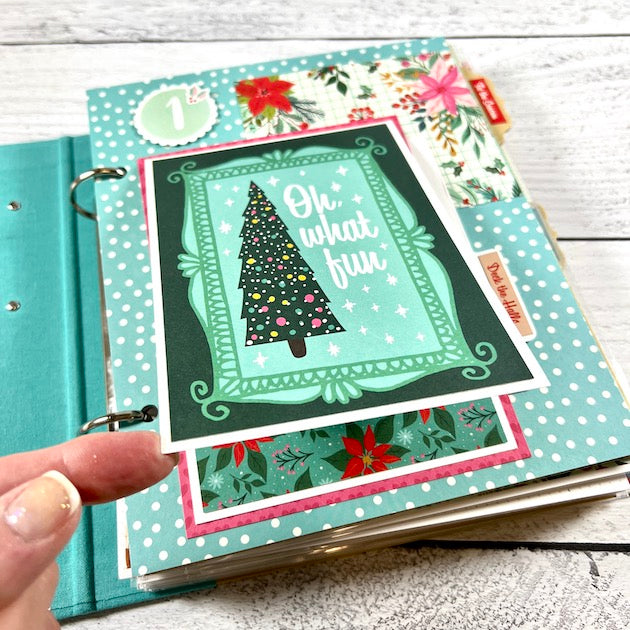Christmas Scrapbook Page with folding card for holiday photos