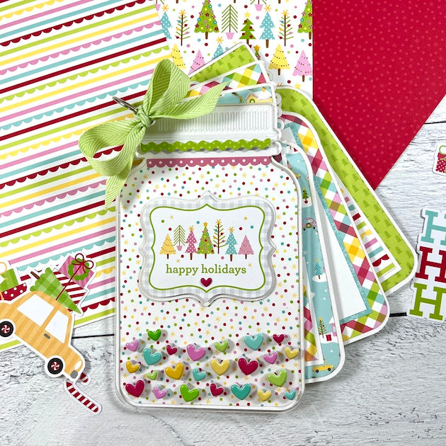 Happy Holidays Christmas Jar Shaped Scrapbook Mini Album by Artsy Albums