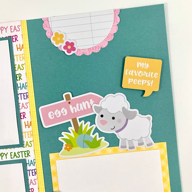12x12 Easter Scrapbook Page Layout with a lamb and easter eggs