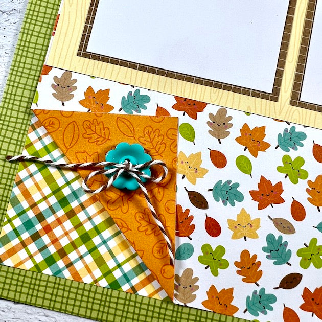 Fall 12x12 Scrapbook Page with button & twine detail