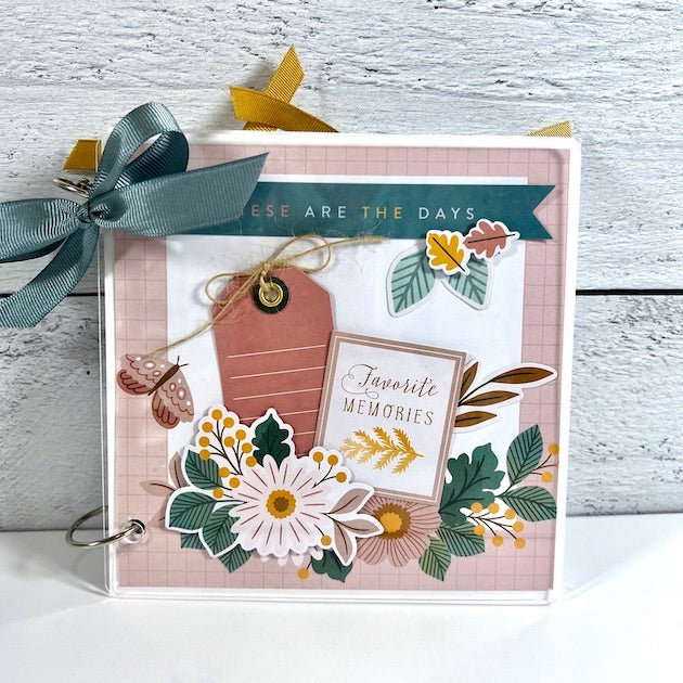 These Are The Days Fall Scrapbook Album with acrylic covers, autumn flowers, and pretty ribbon