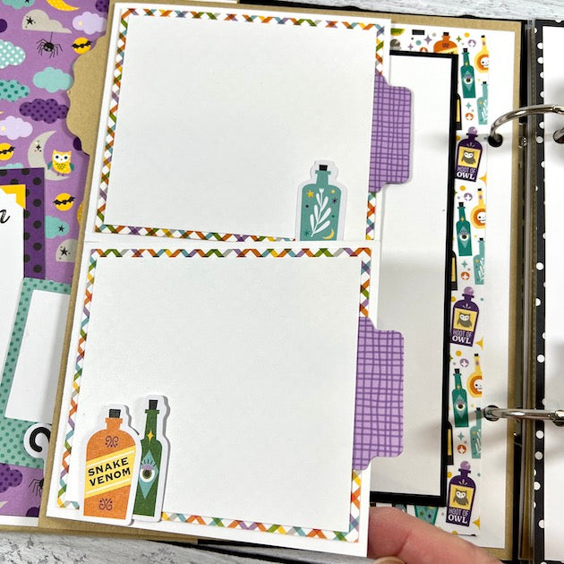 Halloween scrapbook album page for photos of trick or treating