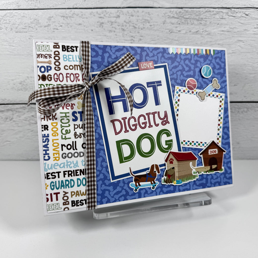 Hot Diggity Dog Scrapbook Album displayed on my clear acrylic stand