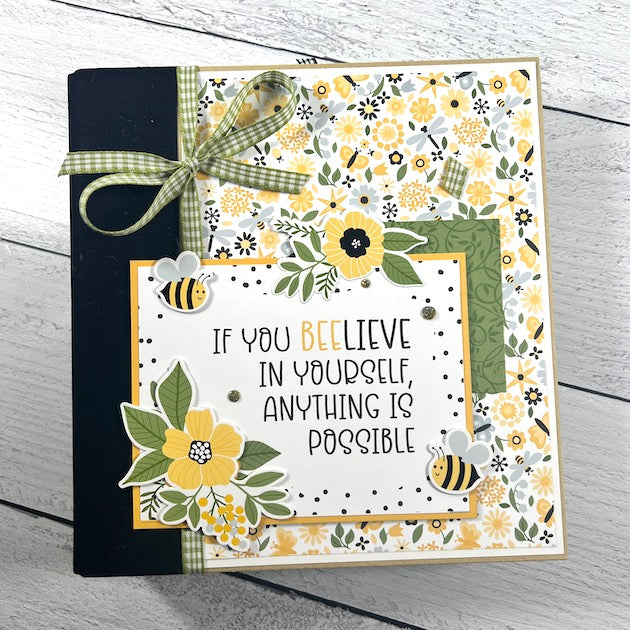 Believe in Yourself Scrapbook Album with bees, flowers, and butterflies