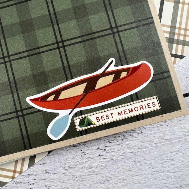 Adventure Awaits Scrapbook Album Page for photos of camping, canoeing, or the lake