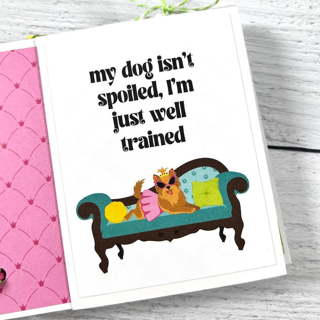 Spoiled Dog Scrapbook Album page with a dog laying on a couch