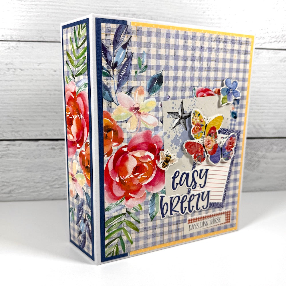 Easy Breezy Summer Scrapbook Album with flowers, butterflies, and vintage charm