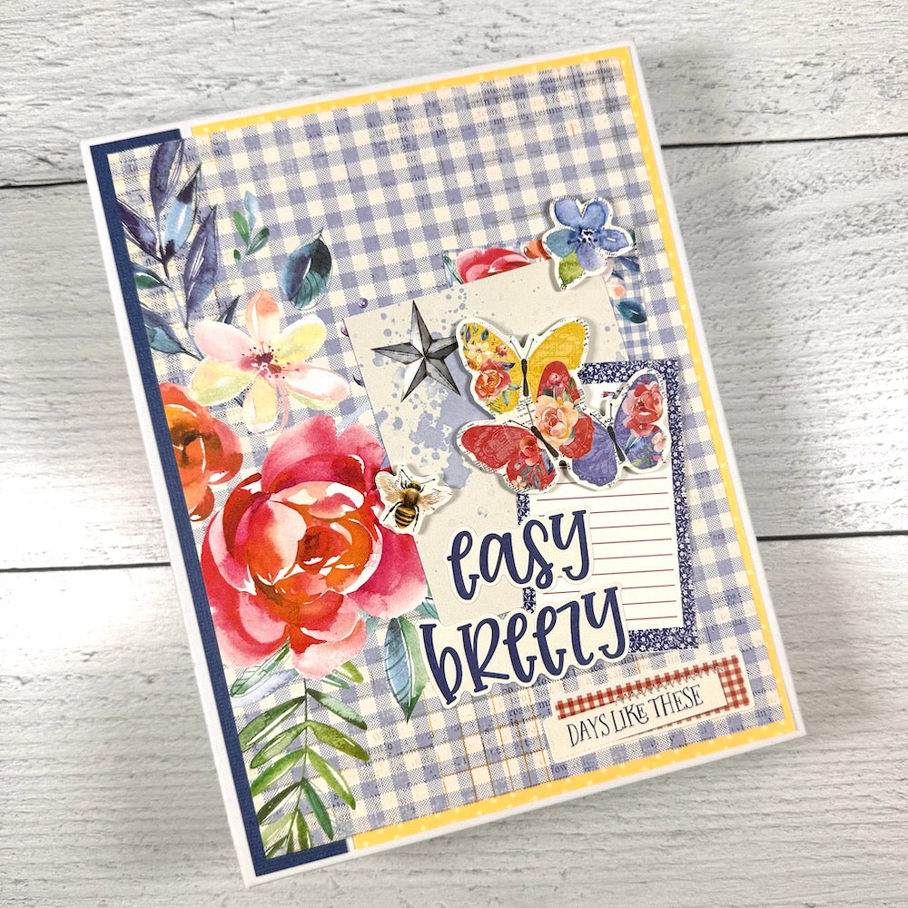 Easy Breezy Summer Scrapbook Album with flowers, butterflies, and vintage charm