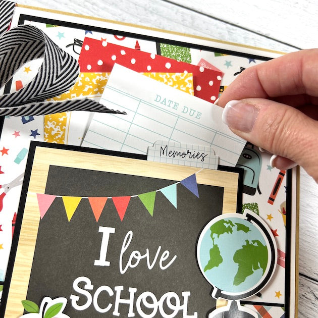 I Love School Scrapbook Album with pockets, photo mats, and journaling cards
