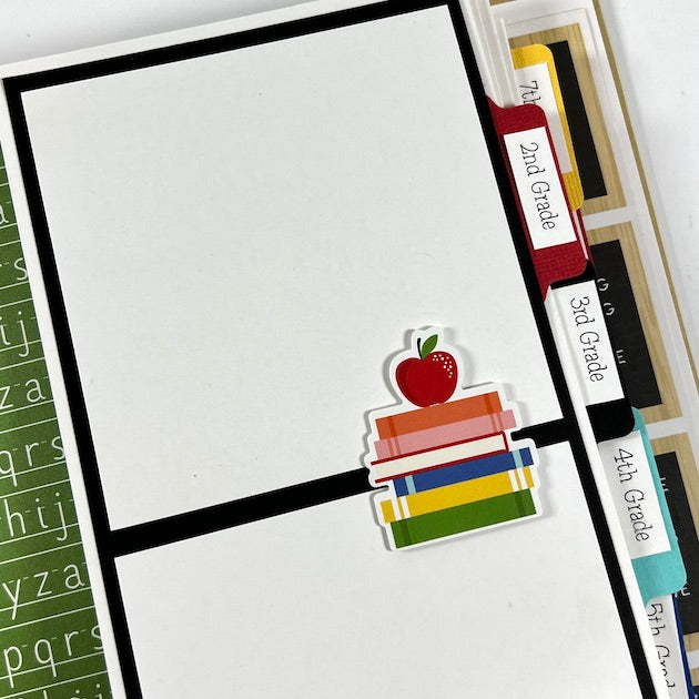 I Love School Scrapbook Album page with books and an apple