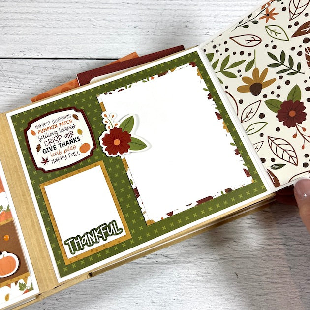 Fall Autumn Memories Scrapbook Album page for photos of family, friends, or Thanksgiving