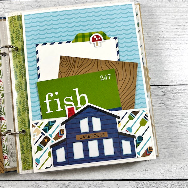 Lake Life Scrapbook Album Page with a pocket for photos and memorabilia