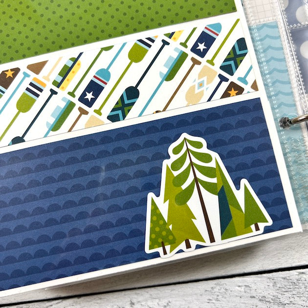 Lake Life Scrapbook Album Page for photos of boating, hiking, fishing, and enjoying a cabin