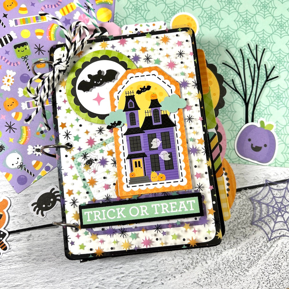 Trick or Treat Halloween Mini Scrapbook Album made with Doodlebug Design Sweet and Spooky Collection