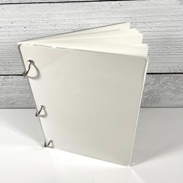 Acrylic Clear Vertical 6x8 Scrapbook Album with white card stock pages