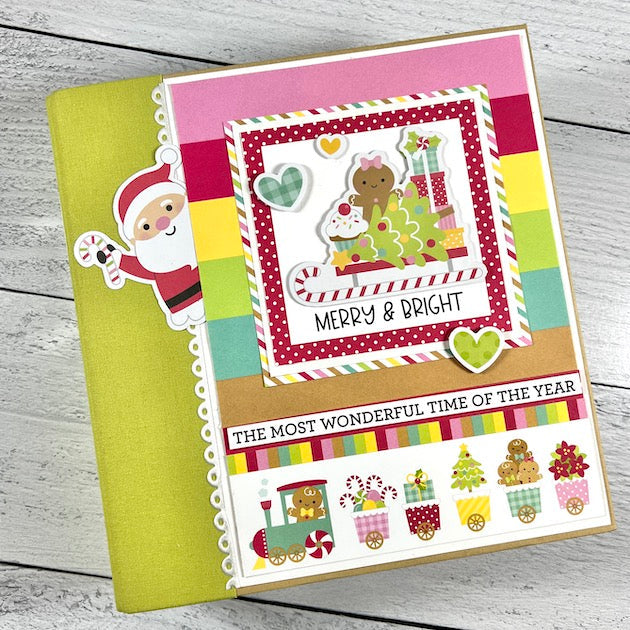 Merry and Bright Christmas Scrapbook Album for holiday photos and memorabilia