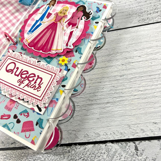 Barbie Themed Scrapbook made with an acrylic scallop edge album