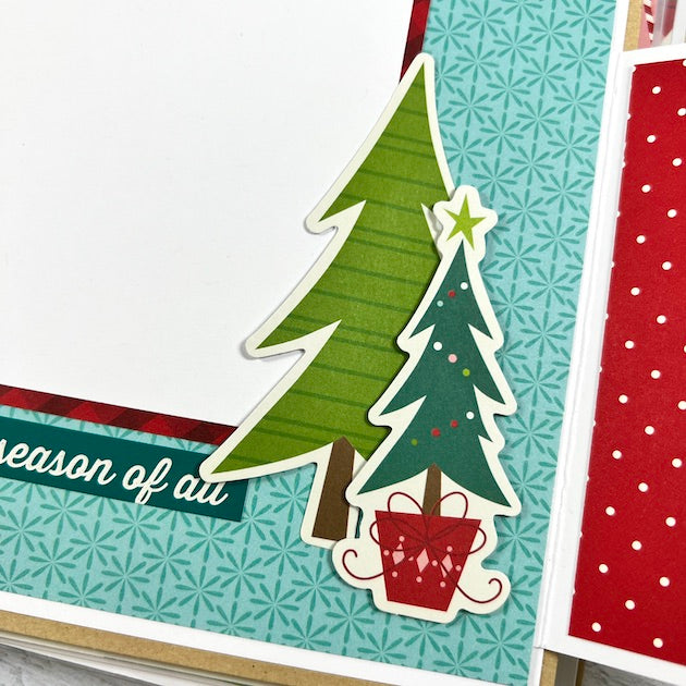 Christmas Scrapbook Album Page with decorated trees
