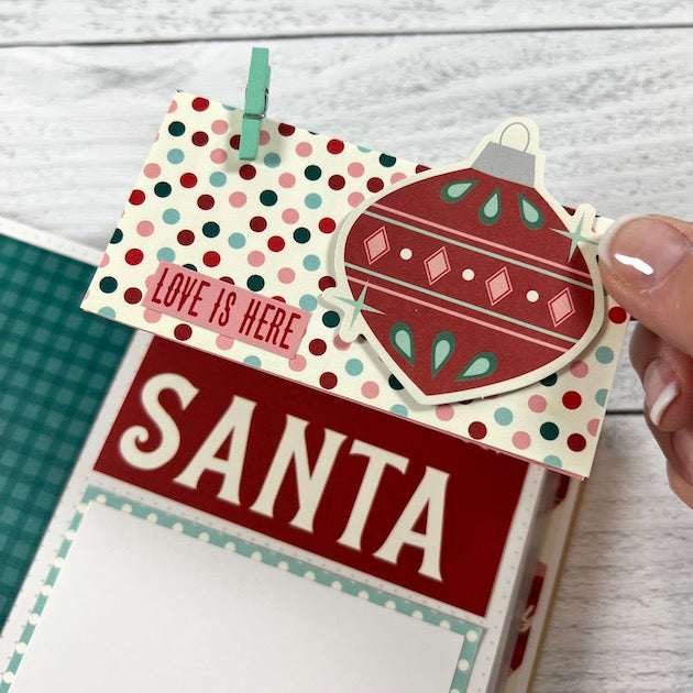 Christmas Scrapbook Album Page with an ornament and polka dots