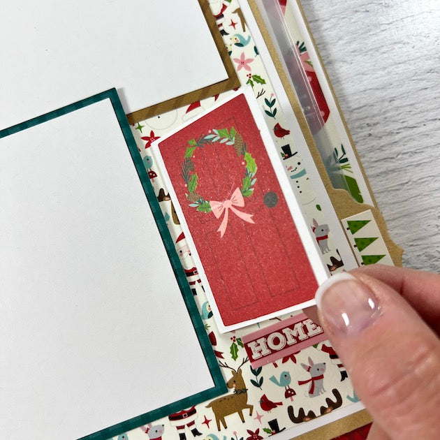 Christmas Scrapbook Album Page with a door that flips open for photos